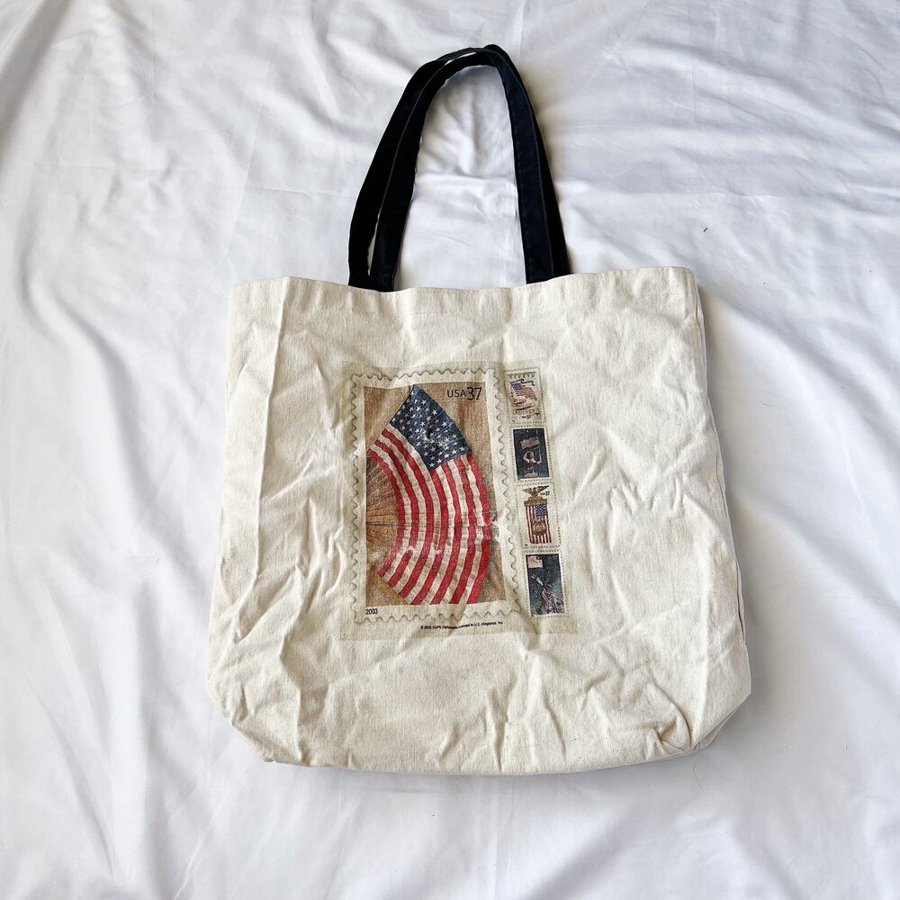 Vintage USPS American Flag Tote Bag 2003 Stamp